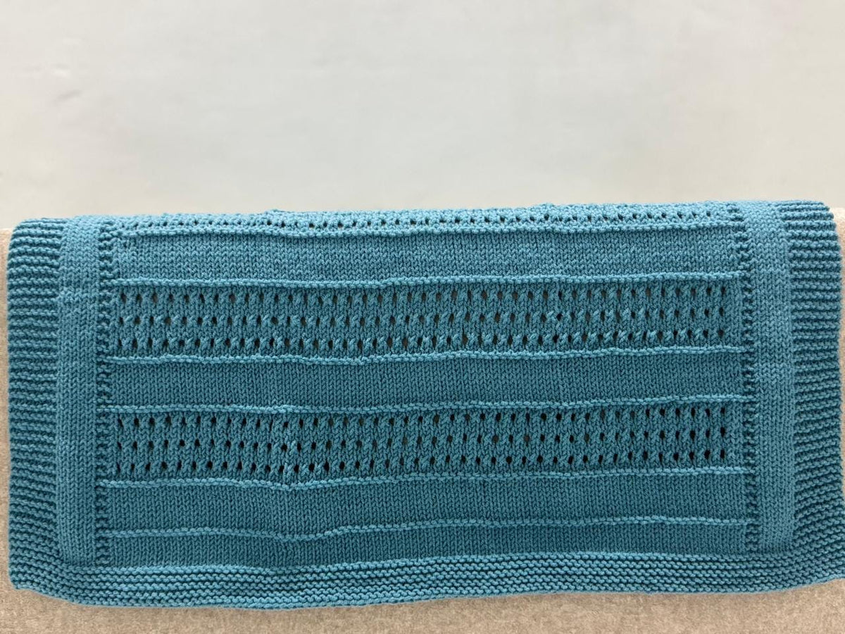 Ocean Ripple Baby Blanket Knitting Pattern – Easy Eyelet Knit Modern DK PDF Pattern