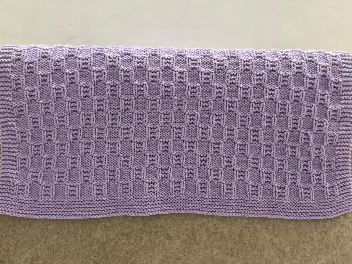 Lavender Tile Knit Blanket Pattern – Textured Geometric Design – PDF Knitting Pattern