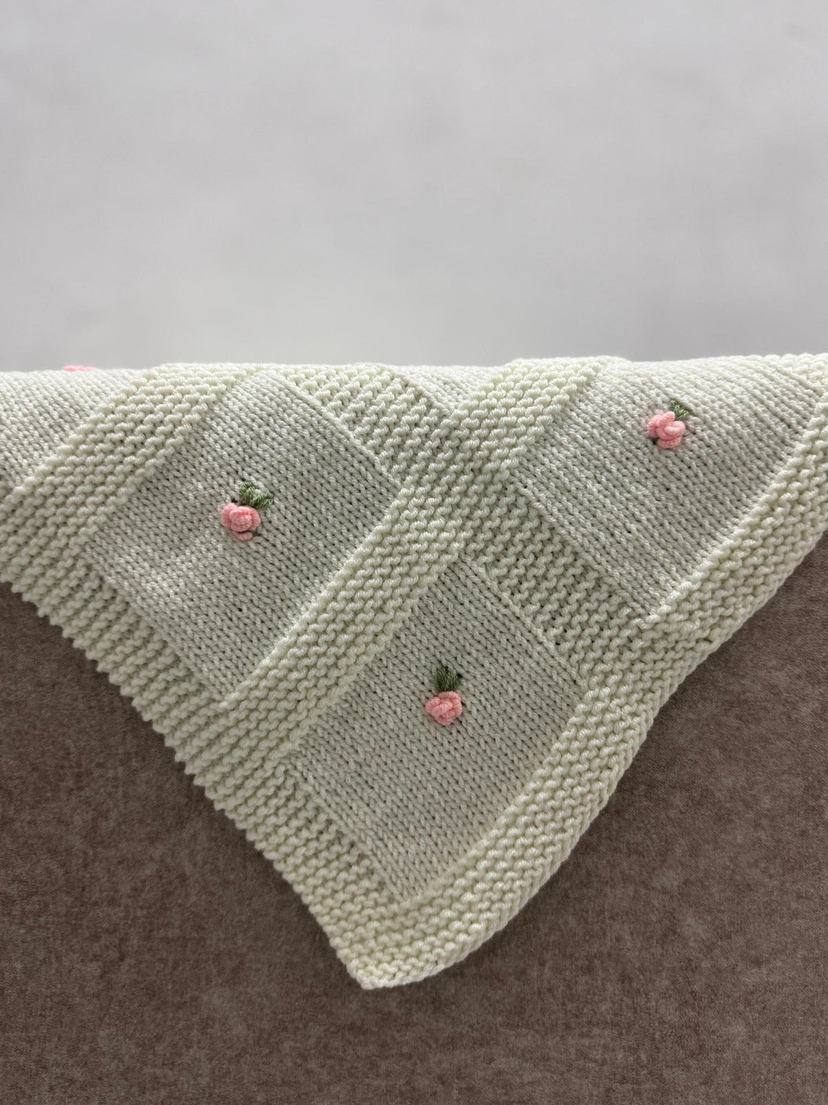 Blossom Garden Baby Blanket Knitting Pattern – Textured Floral Square Knit DK PDF Pattern